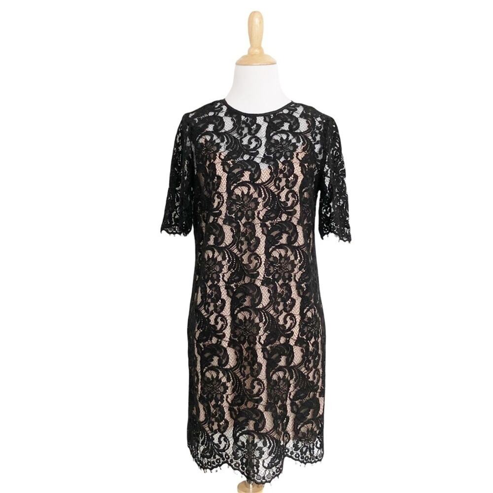ARITZIA WILFRED Martory Black Lace Dress with Nude Slip Lining Size XS